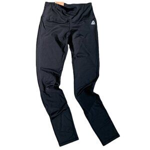 Reebok Skinny High Rise Fitness Yoga Pant Black Vented Mesh Panels S #19K